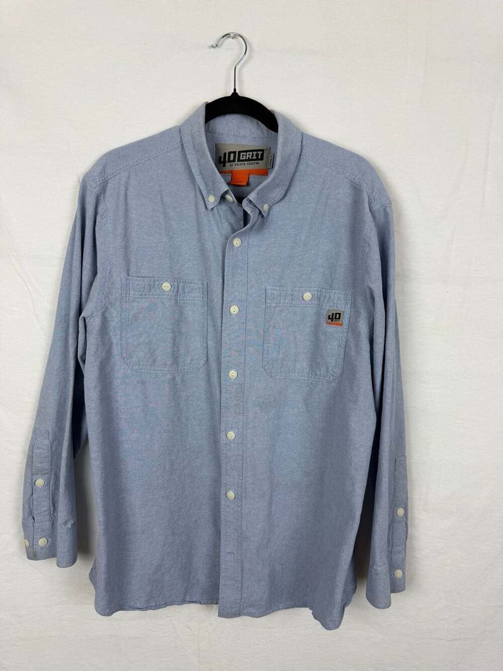 40 Grit by Duluth Trading Long Sleeve Button-Down Shirt Size L Blue